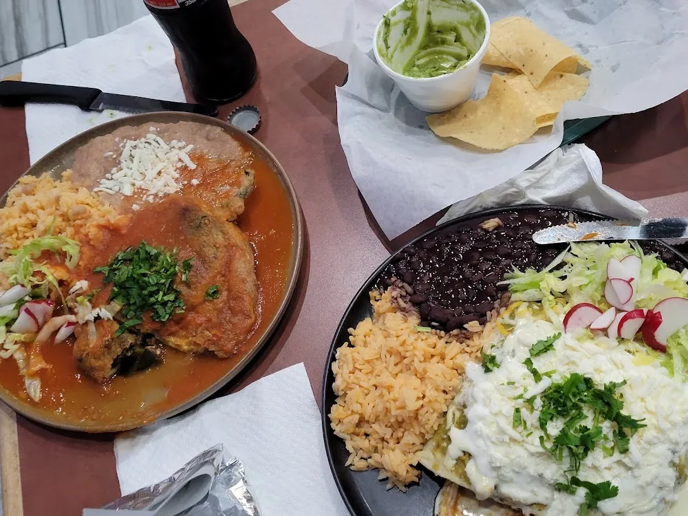 Chili Rellano and Chicken Enchiladas Verdes